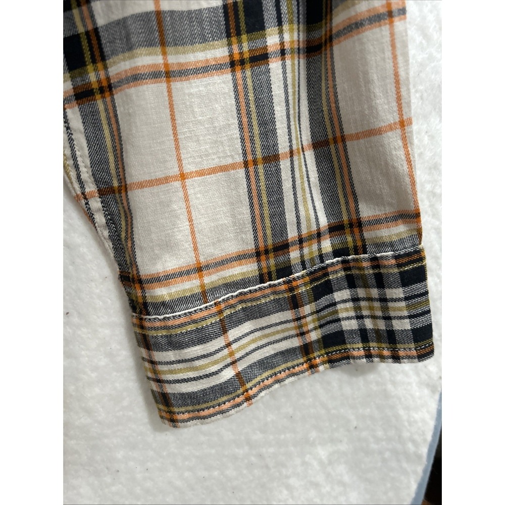 Carhartt Men's Rugged Flex Relaxed Fit Lightweight Long Plaid Shirt Cream/Orang - Picture 6 of 9